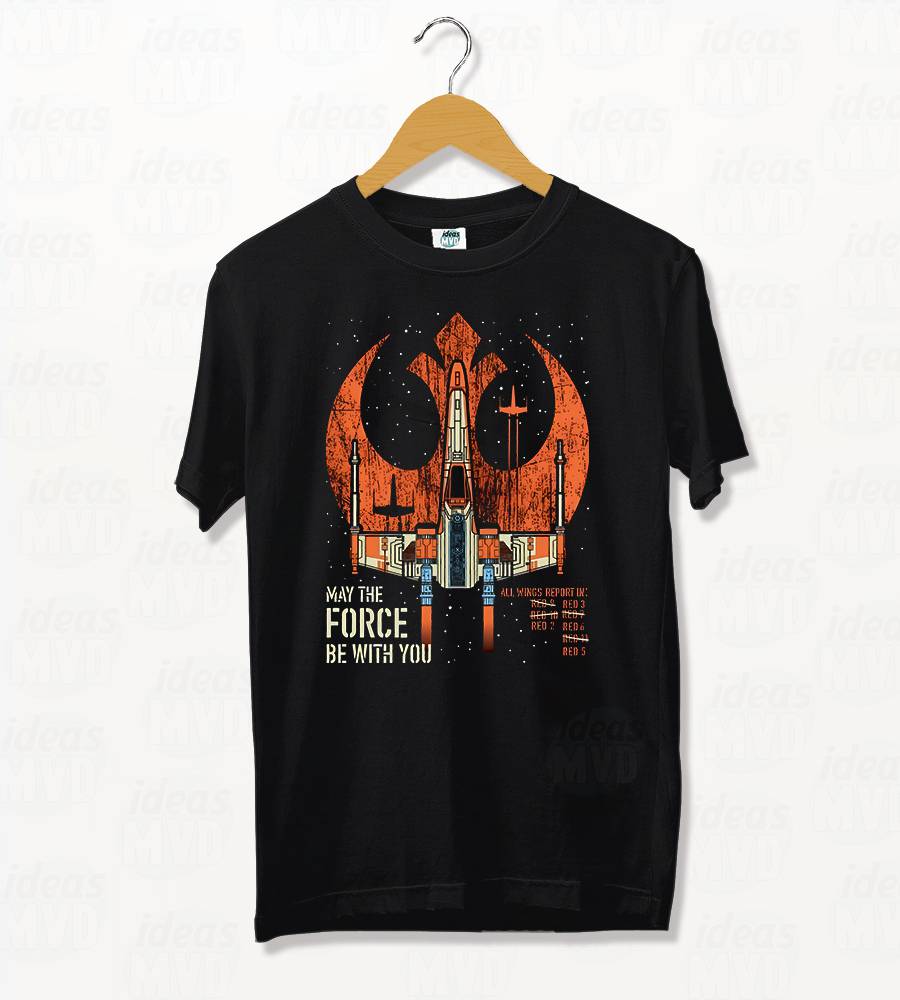 Remera Star Wars X Wing May The Force Be With You (Negra)