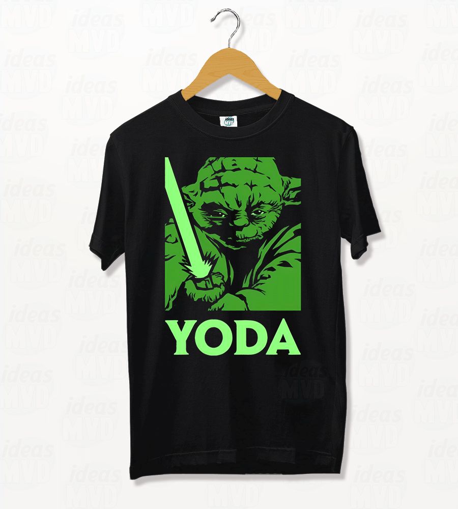 Remera Star Wars Yoda Green (Negra)