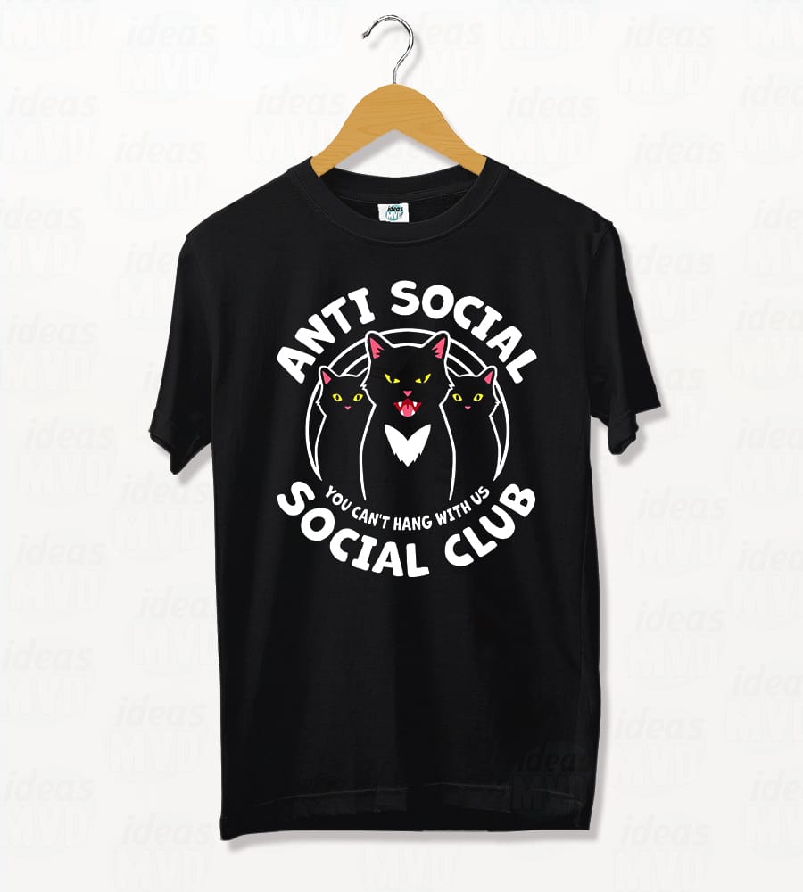 Remera Gatito Anti Social (Negra)