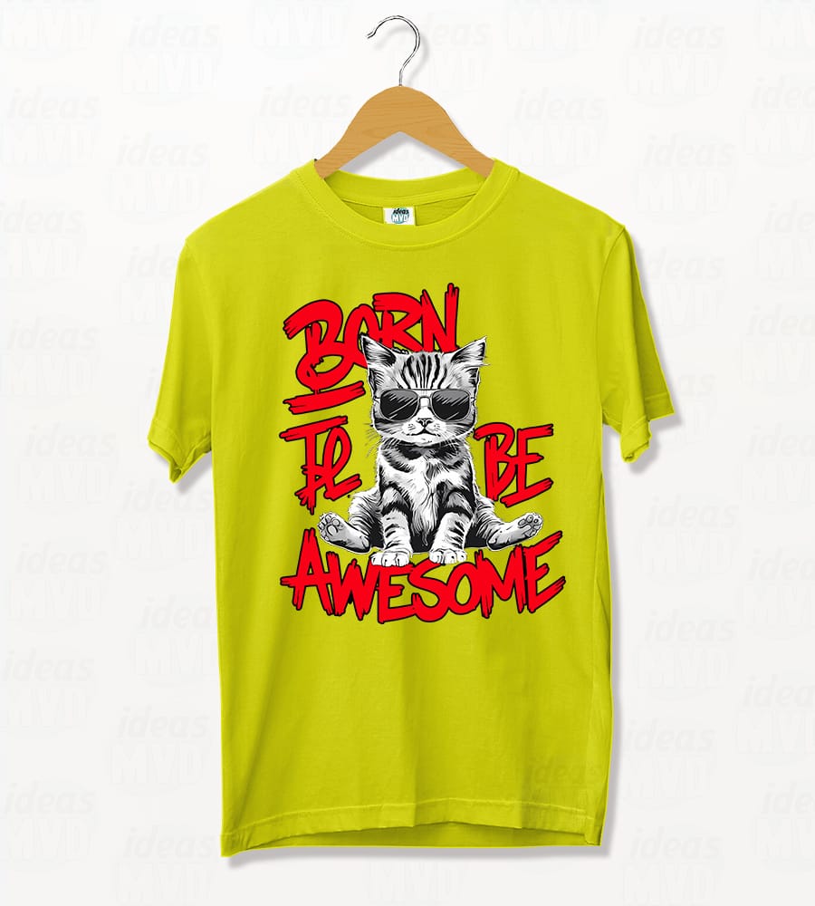 Remera Gatito Born Awesome (Colores)