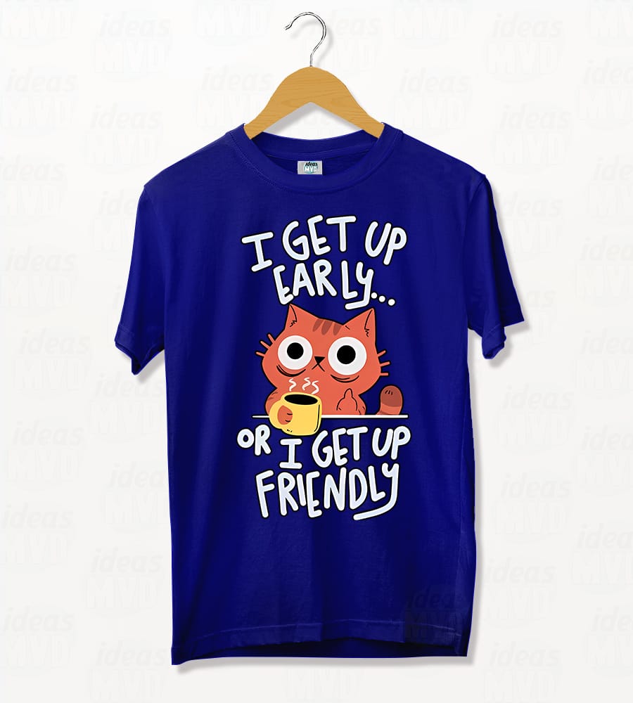 Remera Gatito I Get Up Early (Colores)