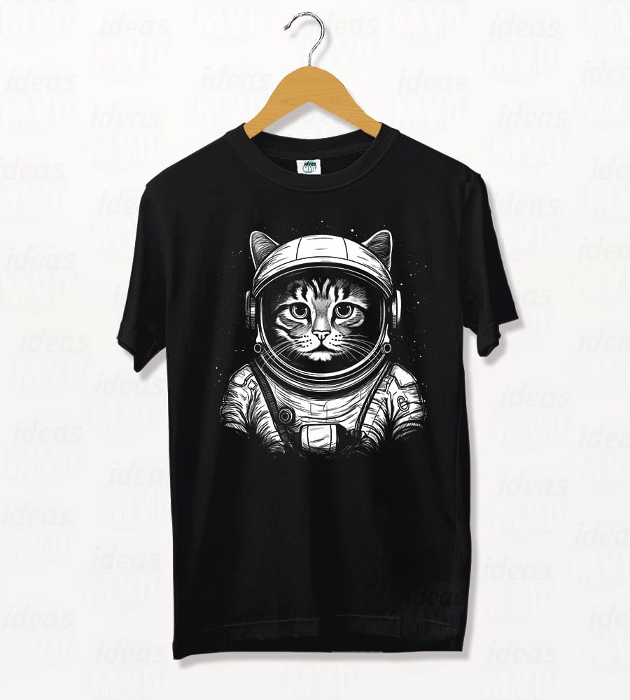 Remera Gatito Gatonauta (Negra)