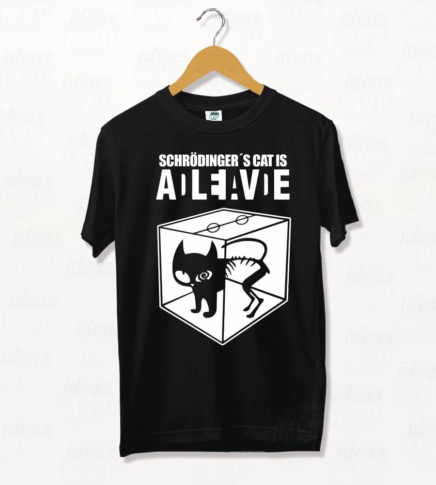 Remera Gatito Schrodinger Cat (Negra)