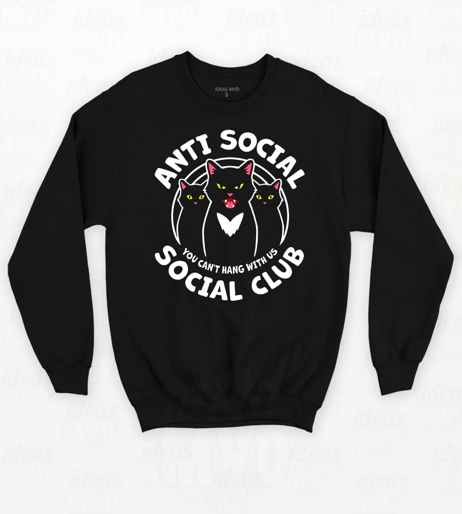 Buzo Gatito Antisocial (Negro)