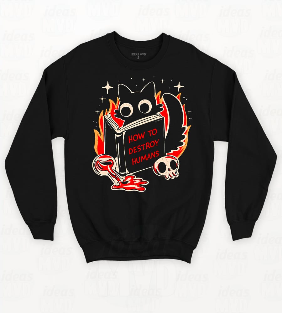 Buzo Gatito Destroy Humans (Negra)