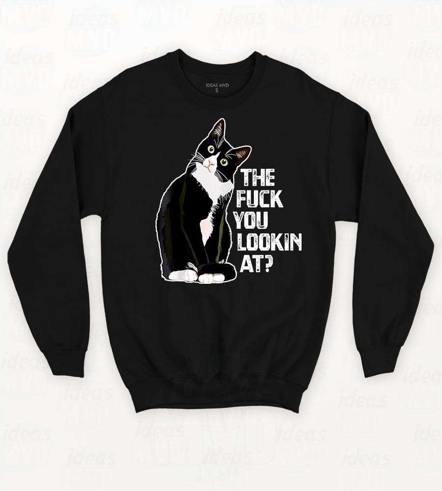 Buzo Gatito The Fuck You Looking At (Negro)