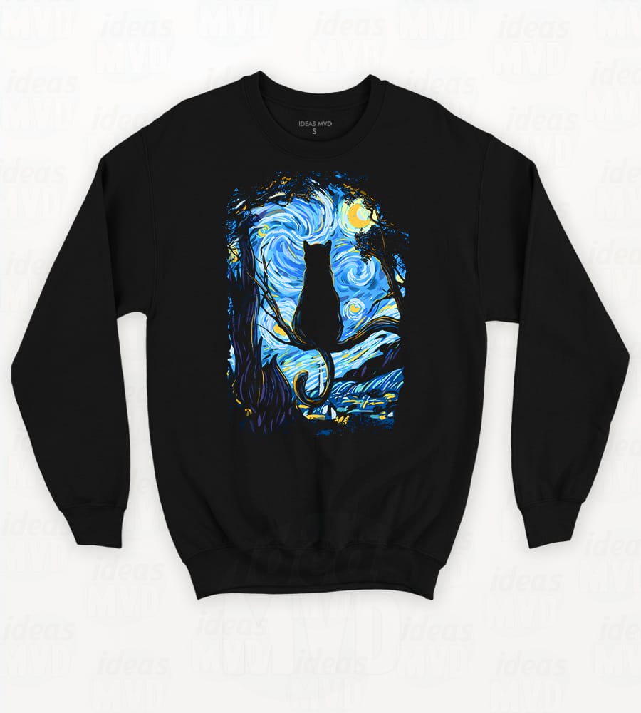 Buzo Gatito Starry Night (Negro)