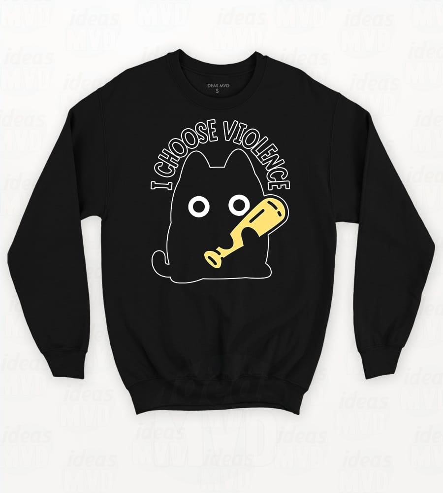 Buzo Gatito I Choose Violence (Negro)