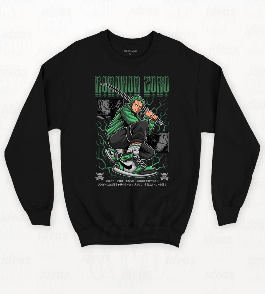 Buzo One Piece Roronoa Zoro 02 (Negro)