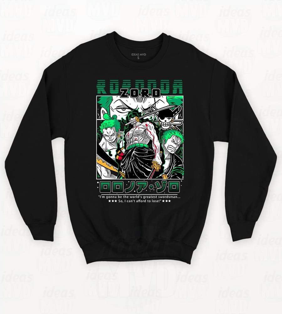 Buzo One Piece Roronoa Zoro 03 (Negro)