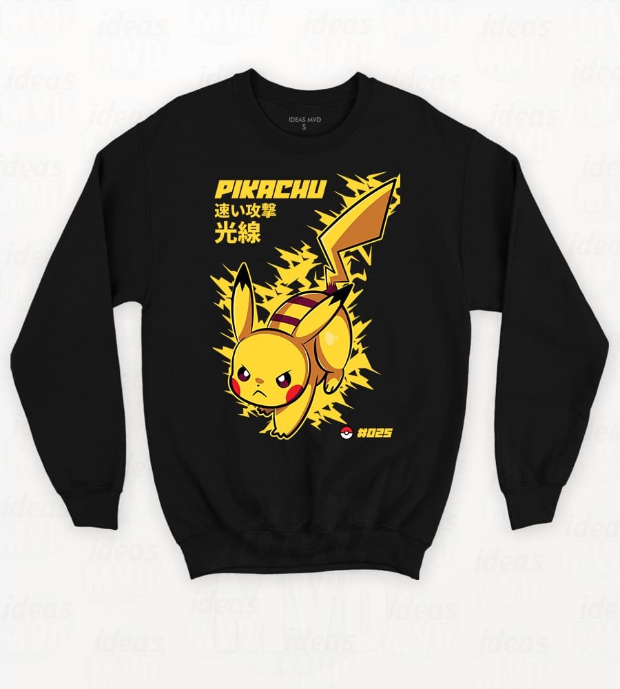 Buzo Pokemon Pikachu 02 (Negro)