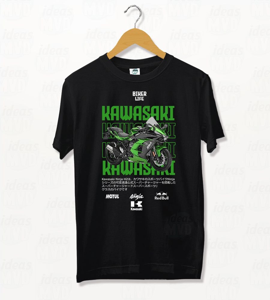 Remera Biker Life Kawasaki (Negra)