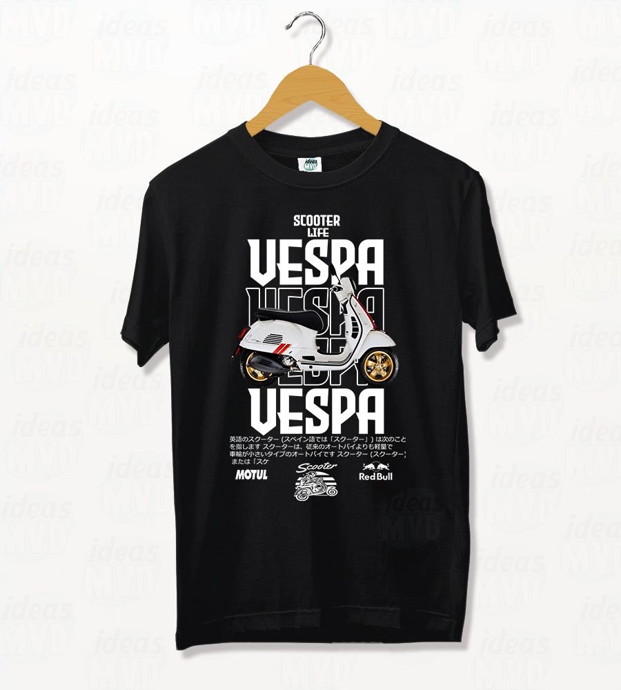 Remera Biker Life Vespa (Negra)