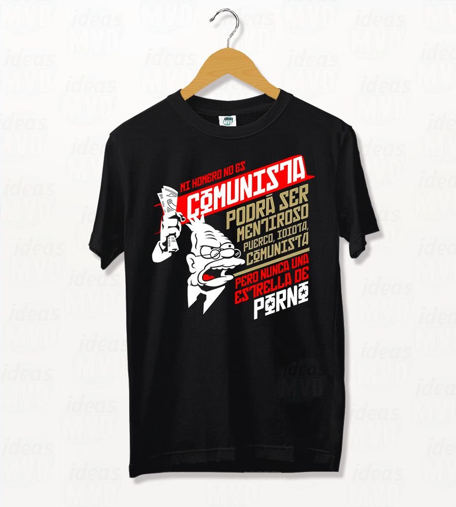 Remera Abuelo Simpson Comunista (Negra)