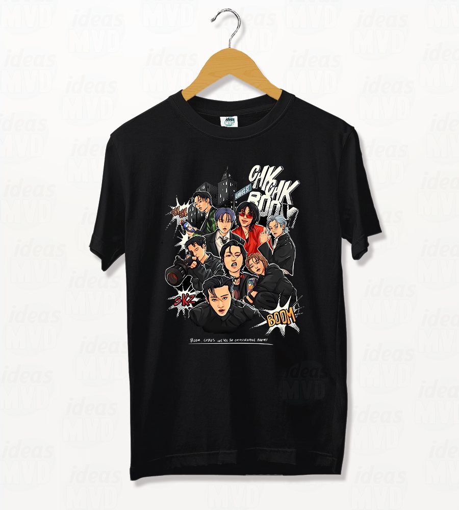 Remera Stray Kids Chk Chk Boom (Negra)