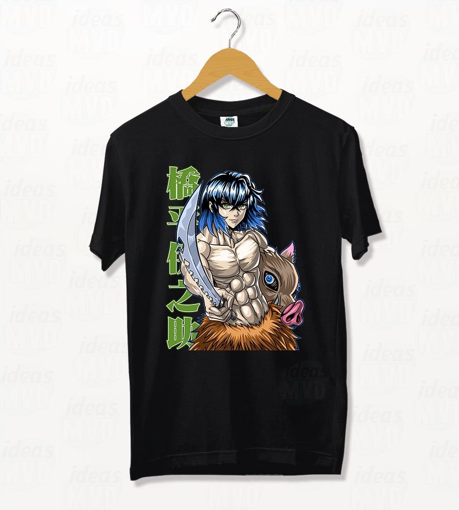 Remera Demon Slayer Inosuke 04 (Negra)