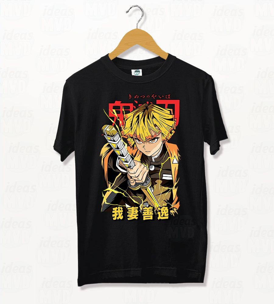 Remera Demon Slayer Zenitsu Agatsuma 08 (Negra)