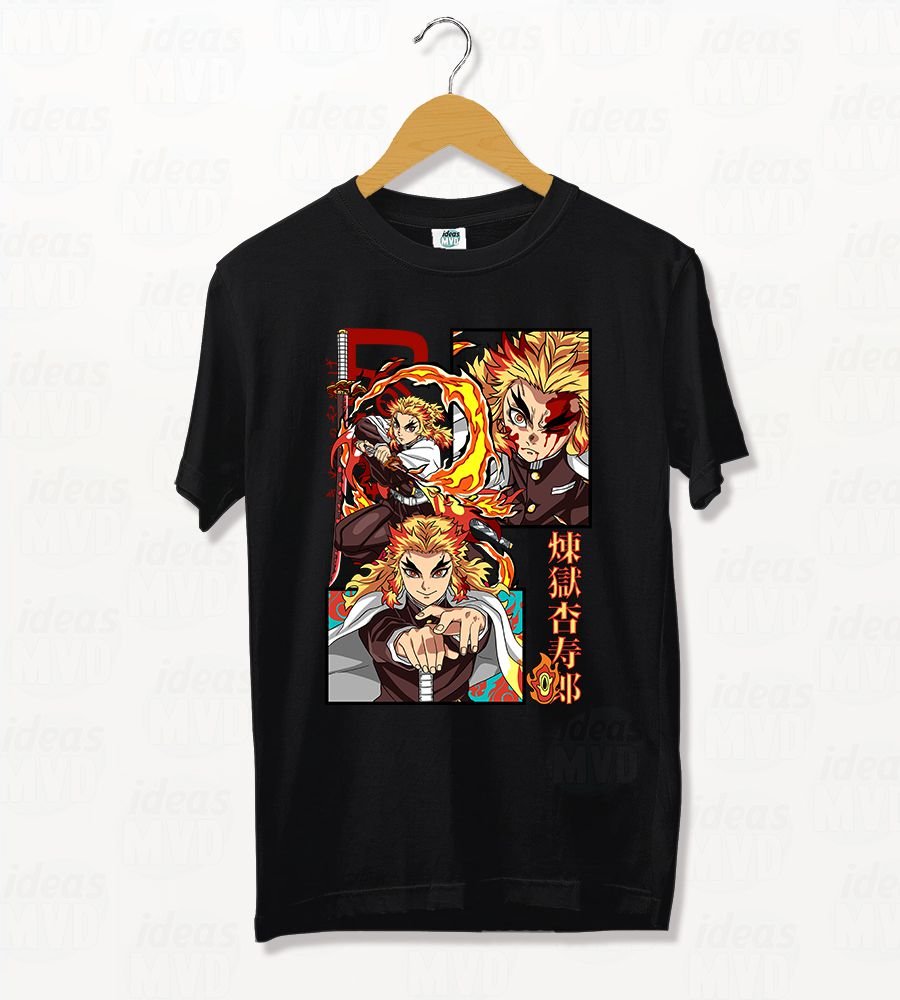 Remera Demon Slayer Rengoku 11 (Negra)