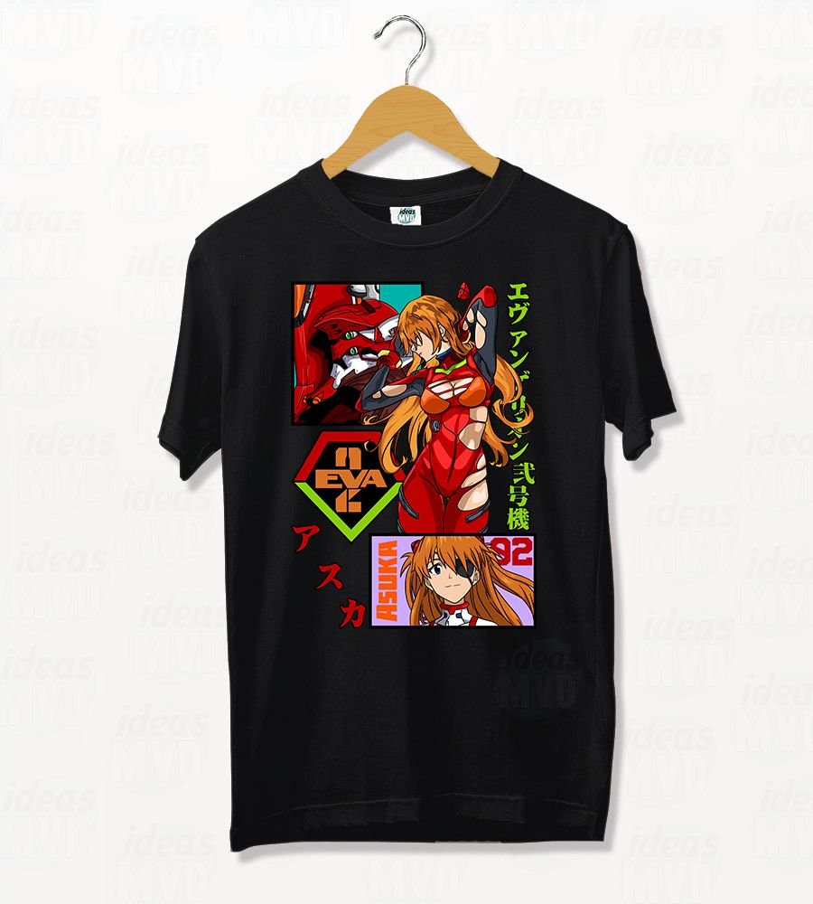 Remera Evangelion Asuka 02 (Negra)
