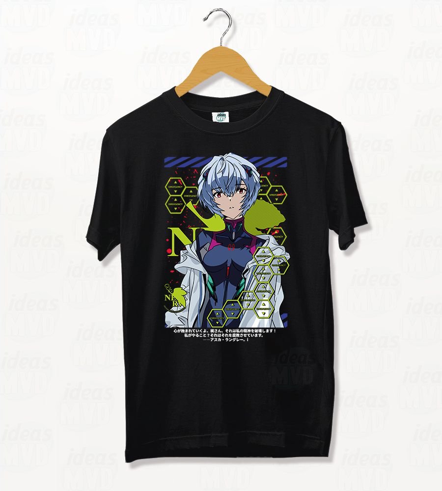 Remera Evangelion Rei Ayanami 02 (Negra)