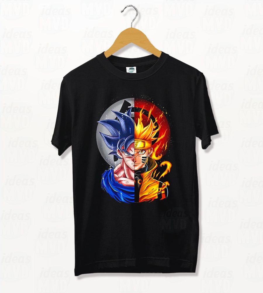Remera Dragon Ball Z Goku/Naruto (Negra)