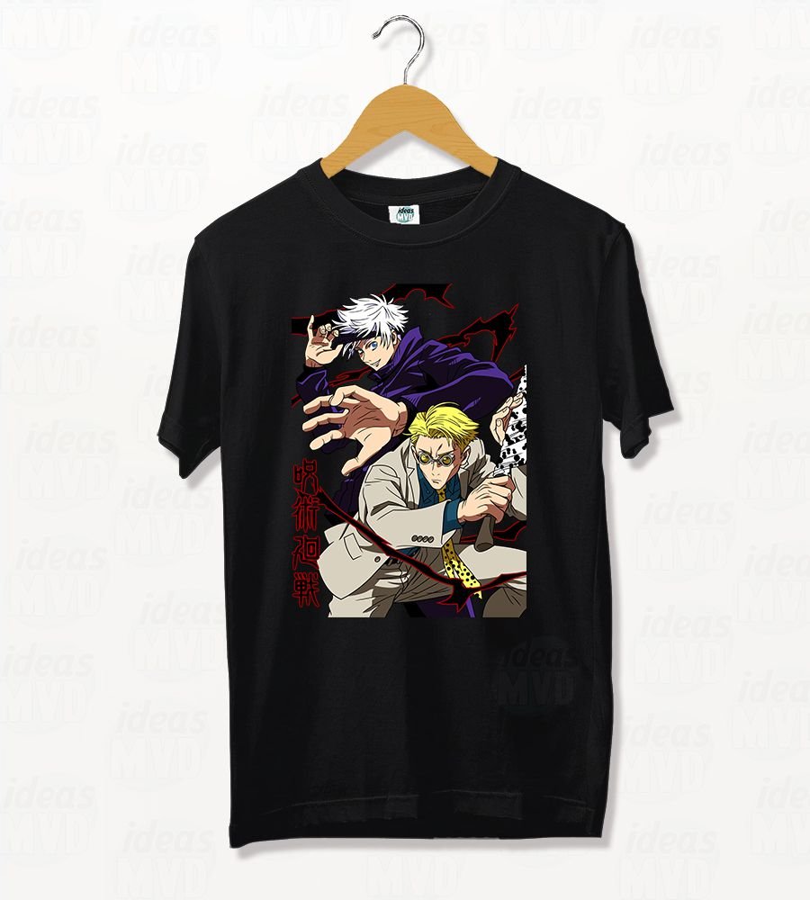 Remera Jujutsu Kaisen Satoru Gojo/Kento Nanami (Negra)