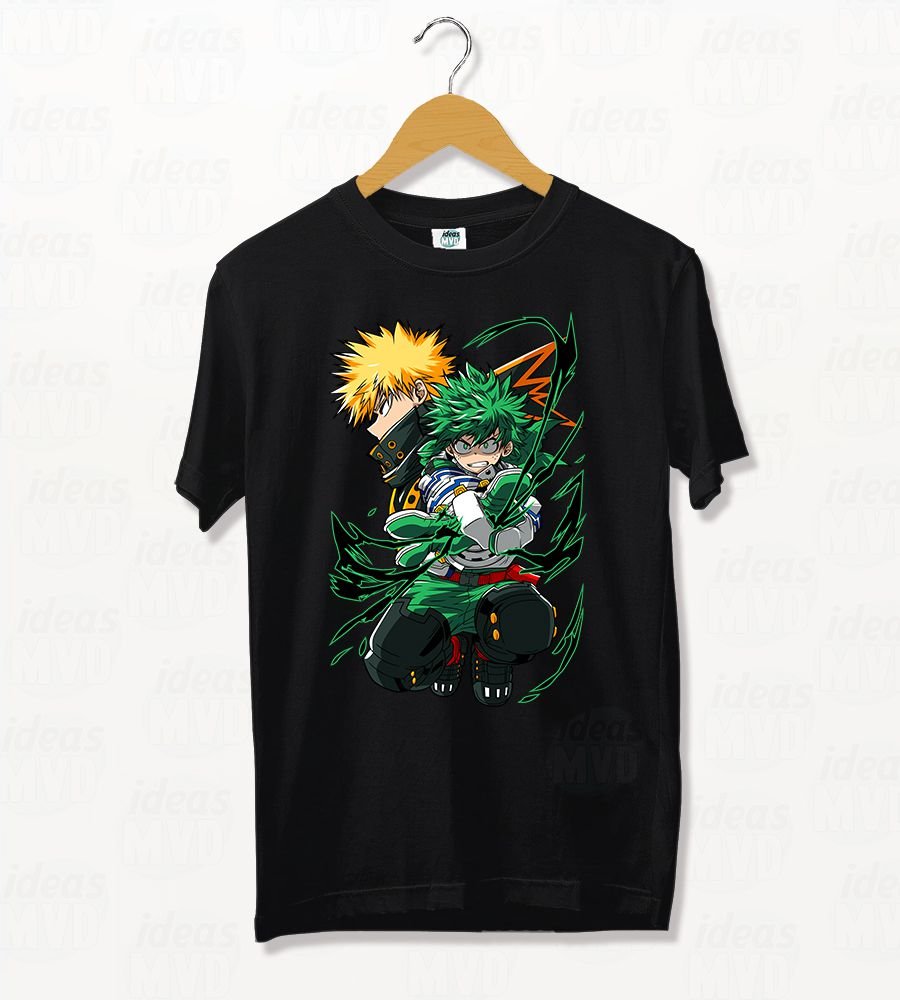 Remera My Hero Academia Bakugo Deku (Negra)