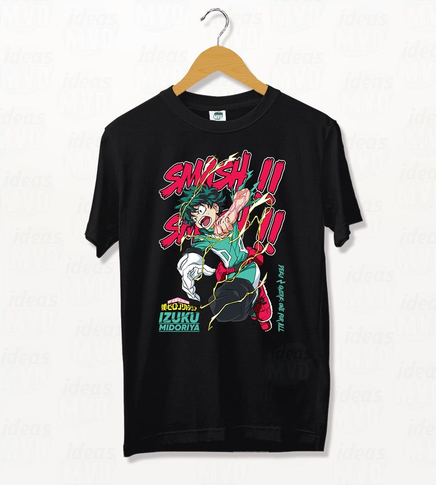 Remera My Hero Academia Deku/Izuku Midoriya 01 (Negra)