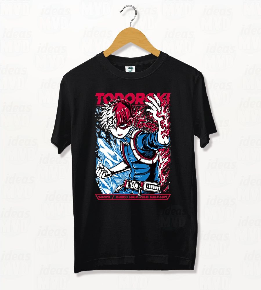 Remera My Hero Academia Shoto Todoroki 03 (Negra)