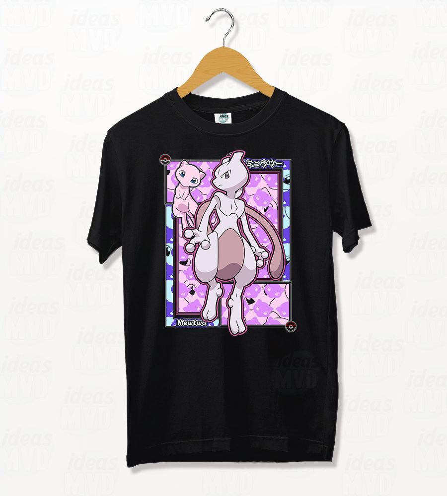 Remera Pokemon Meowtwo 01 (Negra)