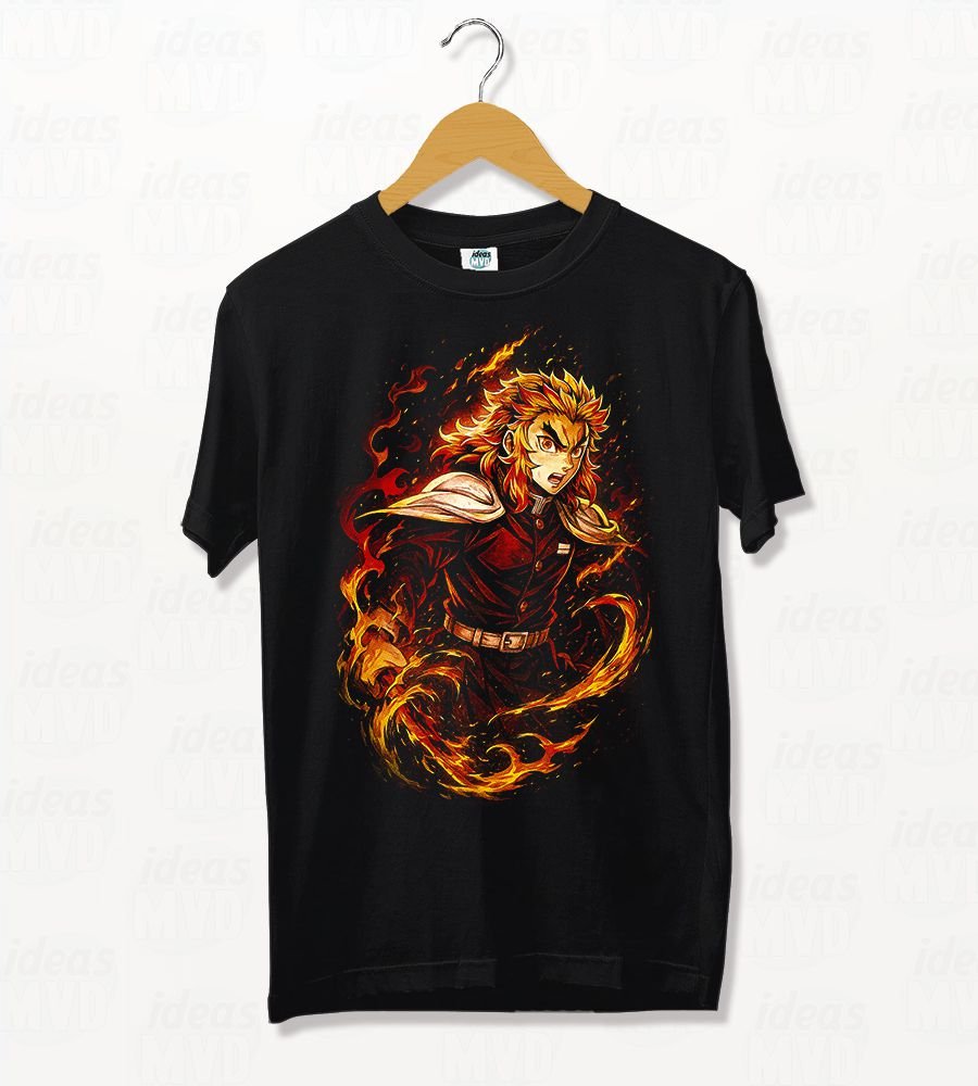 Remera Demon Slayer Rengoku (Negra)