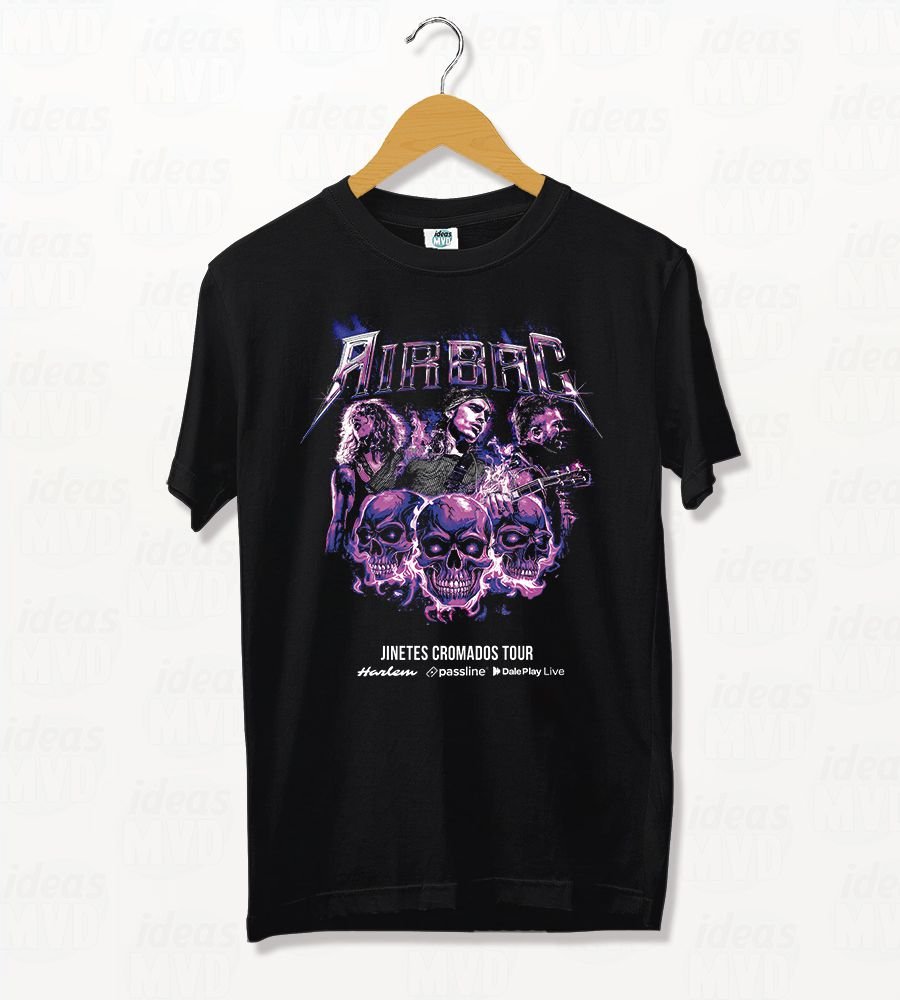 Remera Airbag Jinetes Cromados Tour (Negra)