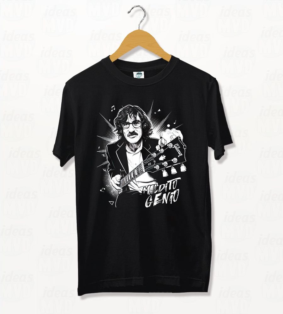 Remera Charly Garcia Maldito Genio (negra)