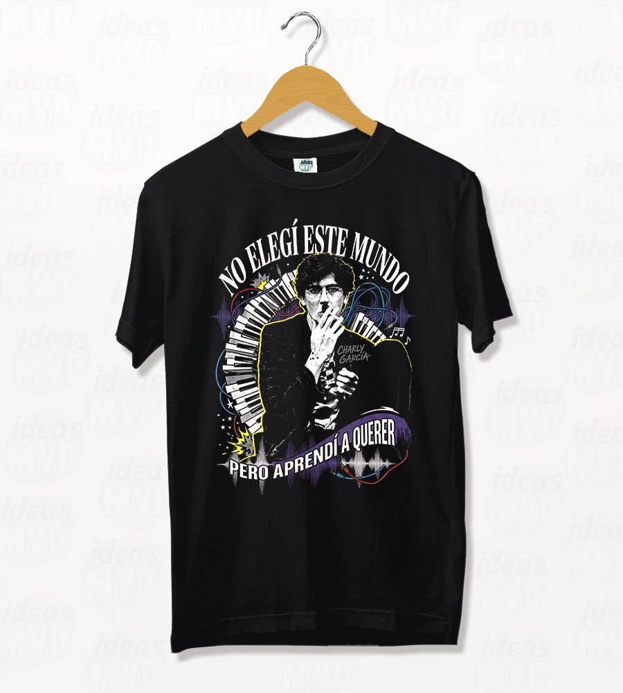 Remera Charly Garcia No Elegi Este Mundo (Negra)