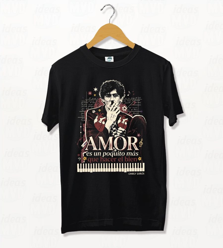 Remera Charly Garcia Amor (Negra)