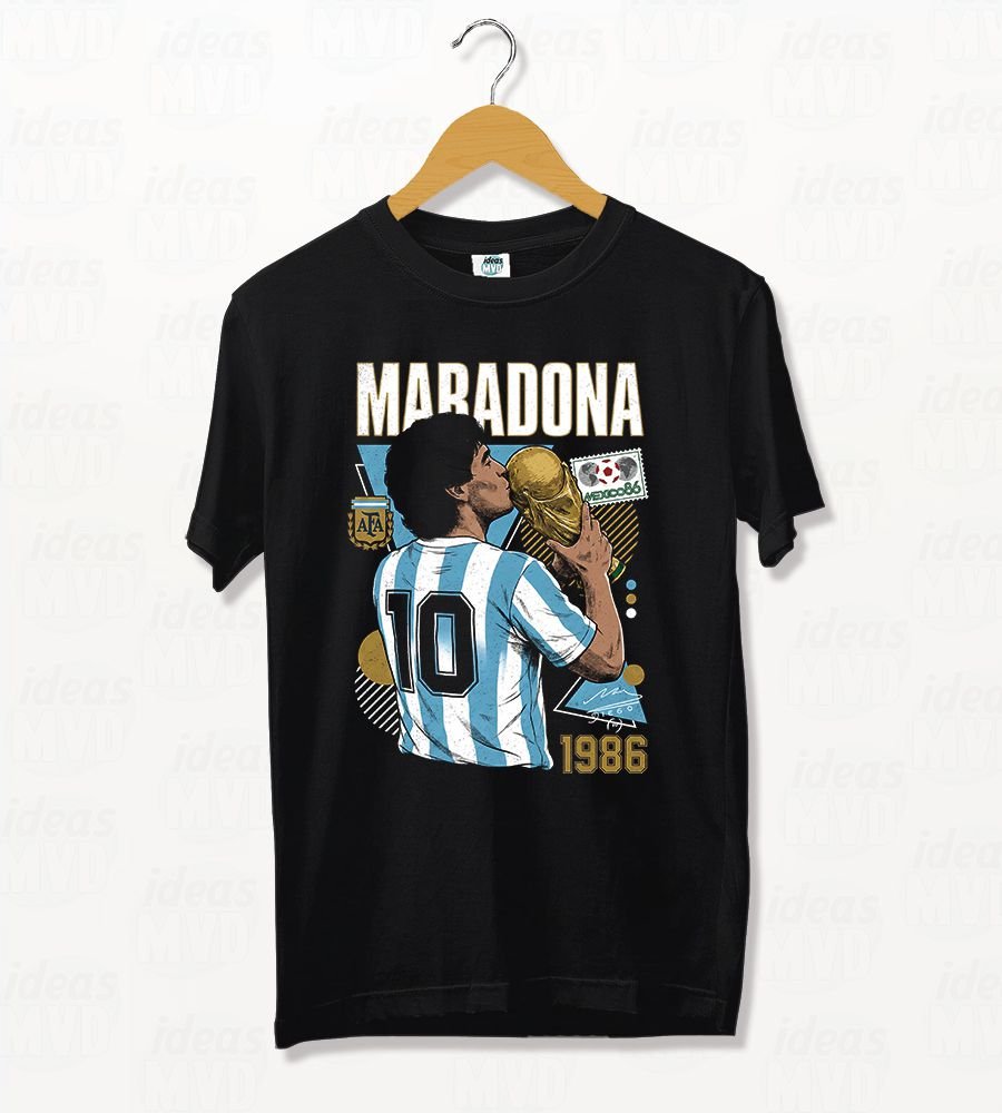 Remera Diego Maradona 1986 (Negra)