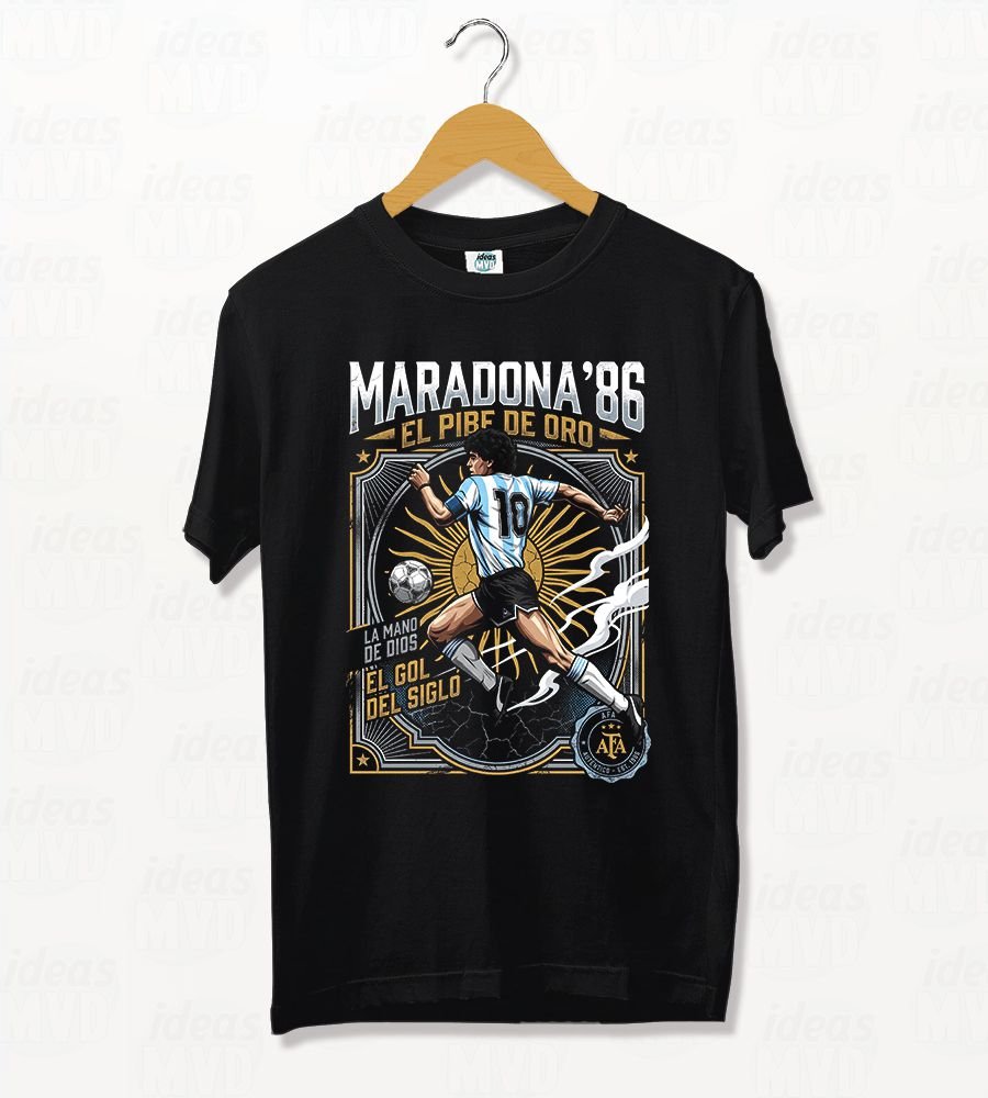 Remera Diego Maradona El Pibe De Oro (Negra)