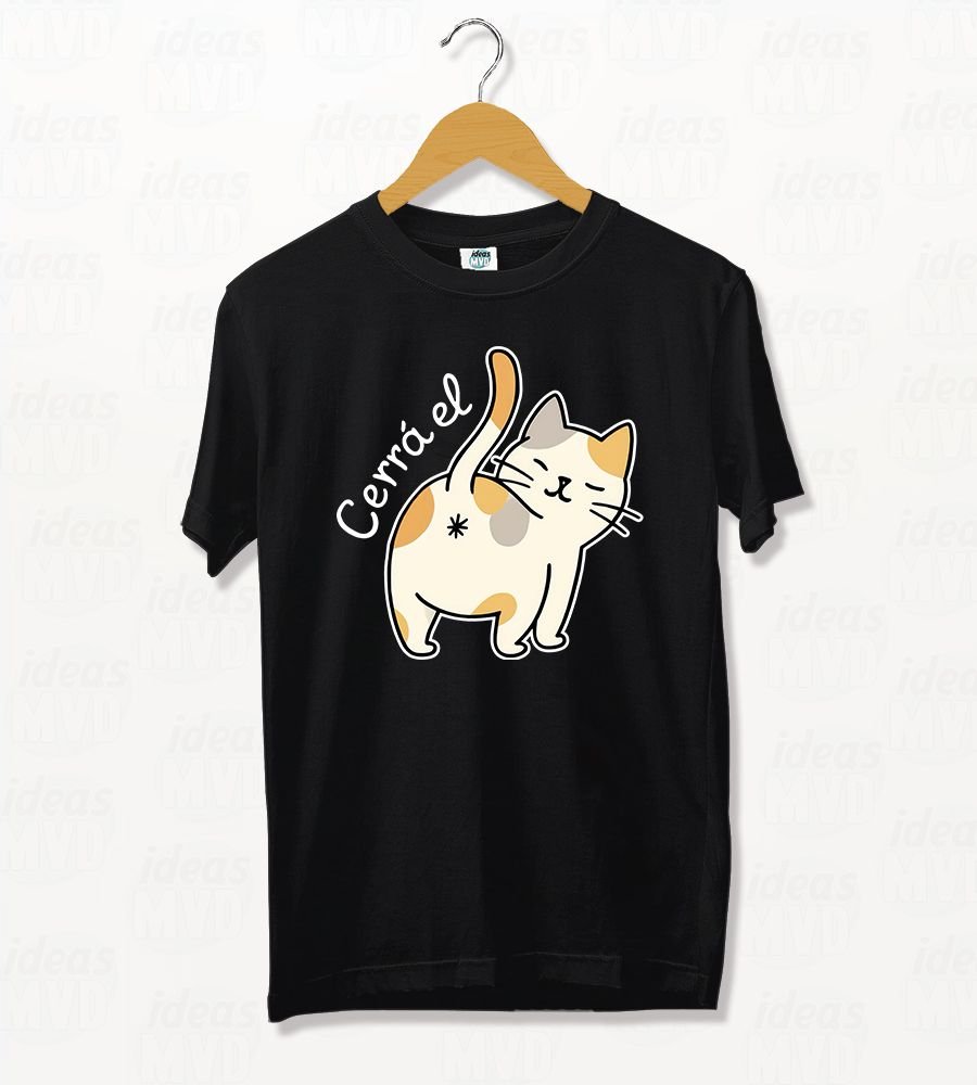 Remera Gato Cerra El * (Negra)