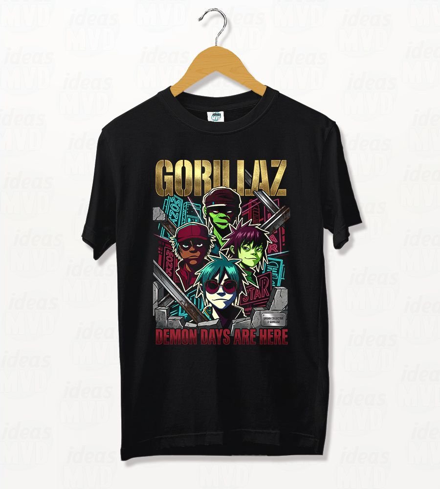 Remera Gorillaz Demons Days Are Here (Negra)