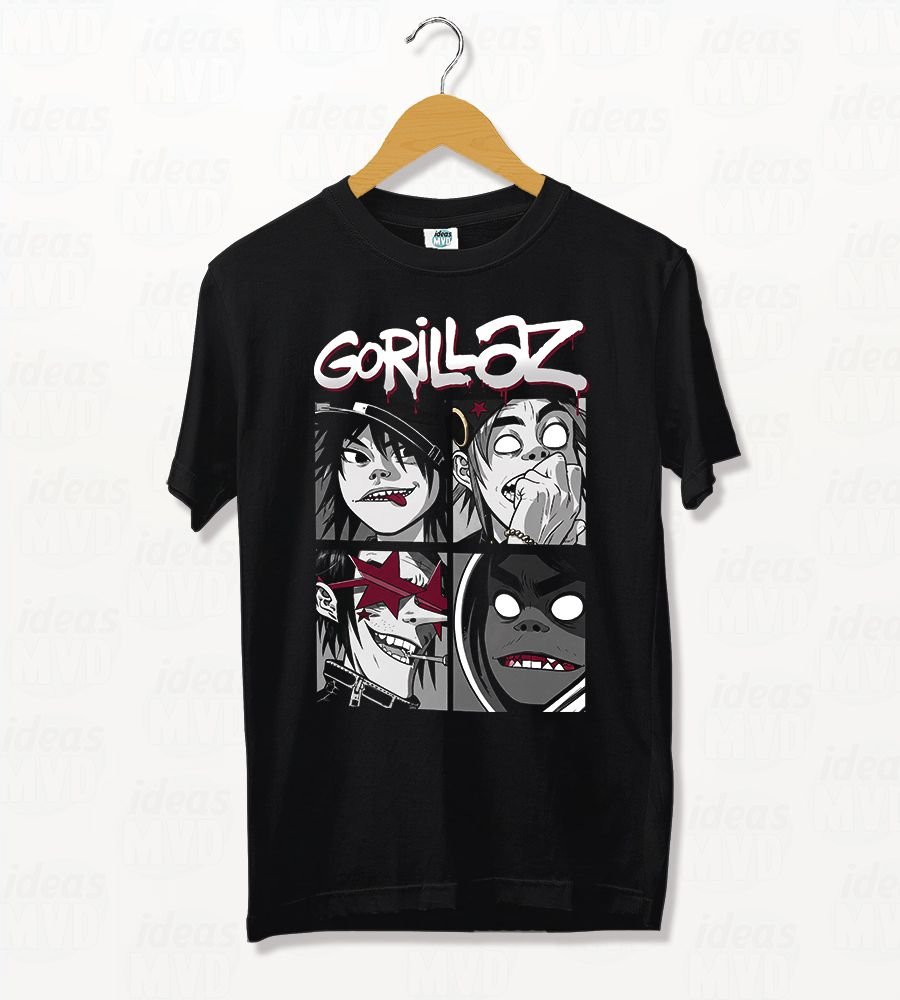 Remera Gorillaz 02 (Negra)